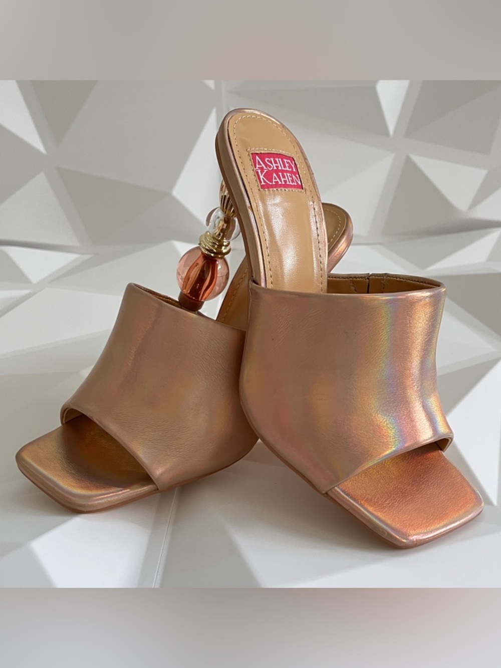 Ashley Kahen Fame Sandal Rose Gold square open-toe Size:6